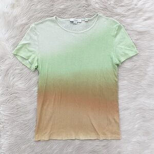 Vince Green Orange Ombre Lightweight Cotton Crewneck Short Sleeve Tee Shirt Top